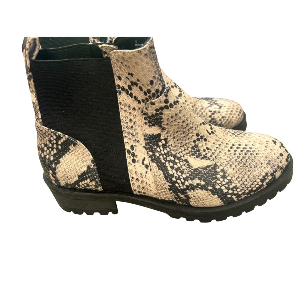 Universal Thread Snakeskin Print Chelsea Boots Lug Sole Zip Ankle Bootie Size 10 - Picture 5 of 10